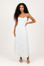 Floral Halter Swing Dress — Light Blue