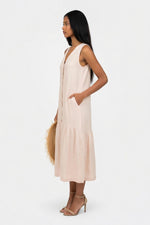 Linen V-Neck Maxi Dress — side view