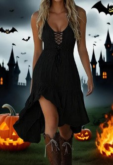 Strappy Slip Dress — Black — colour variant