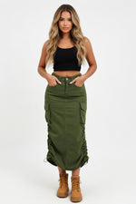 Denim Work Skirt — Army Green