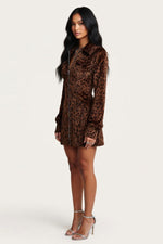 Leopard Print Shirt Dress — side view