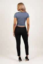Pleated Waist-Cinched Tee — back view