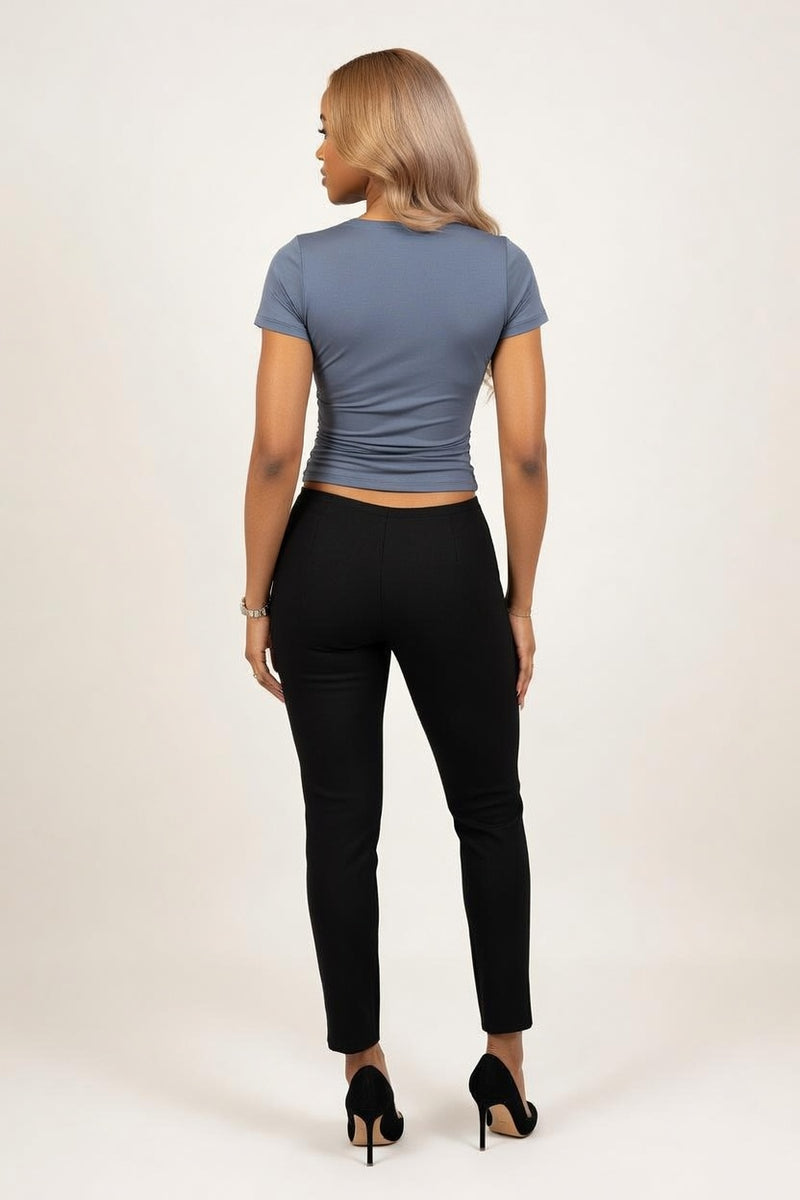 Pleated Waist-Cinched Tee — back view