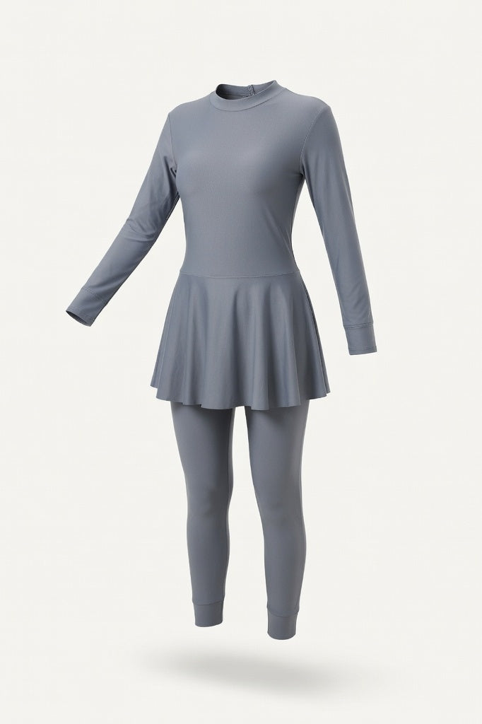 Long-Sleeve Swim Suit — Grey