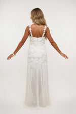 Rose Detail Halter Dress — back view