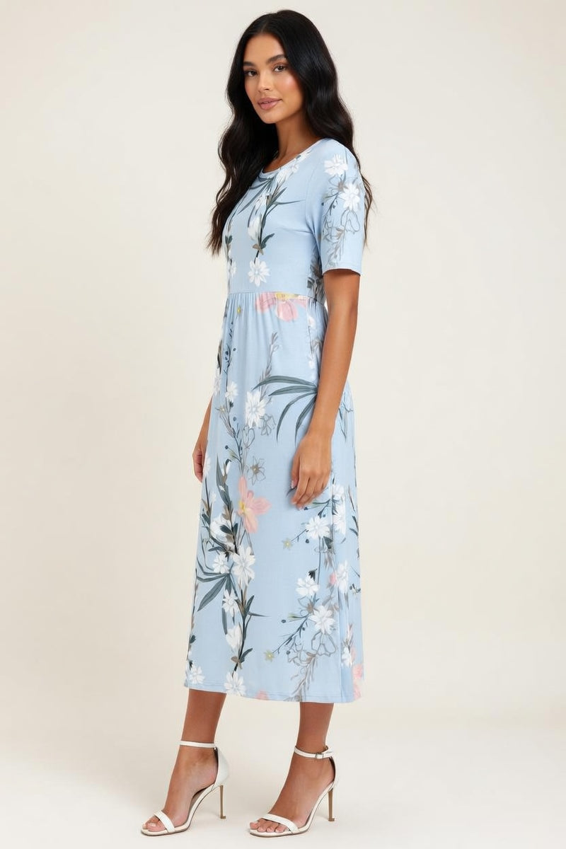 Round Neck Printed Dress — side view
