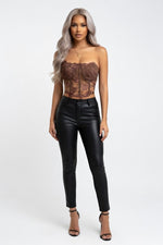 Lace Mesh Halter Top — Brown