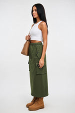 Drawstring Denim Work Skirt — side view