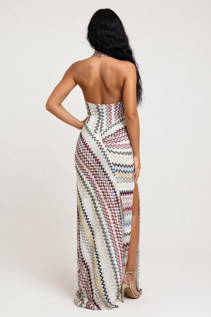 Halter Maxi Dress with Back Cutout — back view