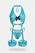 Sheer Bodysuit with Bow Detail — Emerald Green