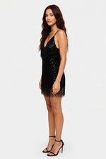 Sequin Halter Mini Dress — side view