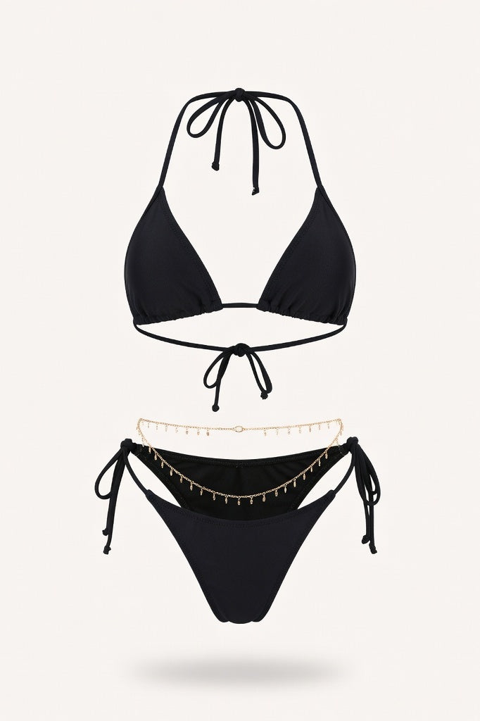 High-Waisted Bikini Set — Black