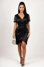 Velvet Flocked Mini Dress — Black