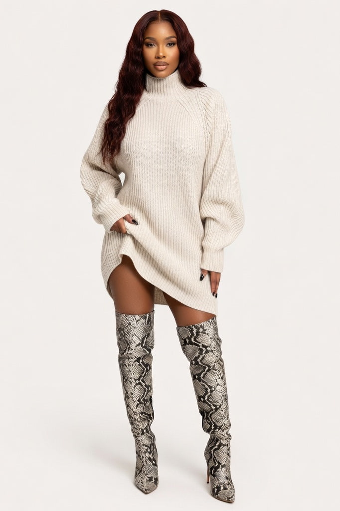 Raglan Sleeve Sweater Dress — Apricot