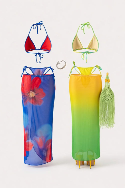 Floral Halter Bikini Set — back view