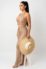 Tassel Bandeau & Skirt Co-ord Set — side view