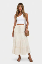 Contrast Panel A-Line Skirt — front view