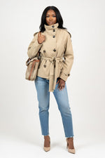 Belted Windbreaker Jacket — Khaki