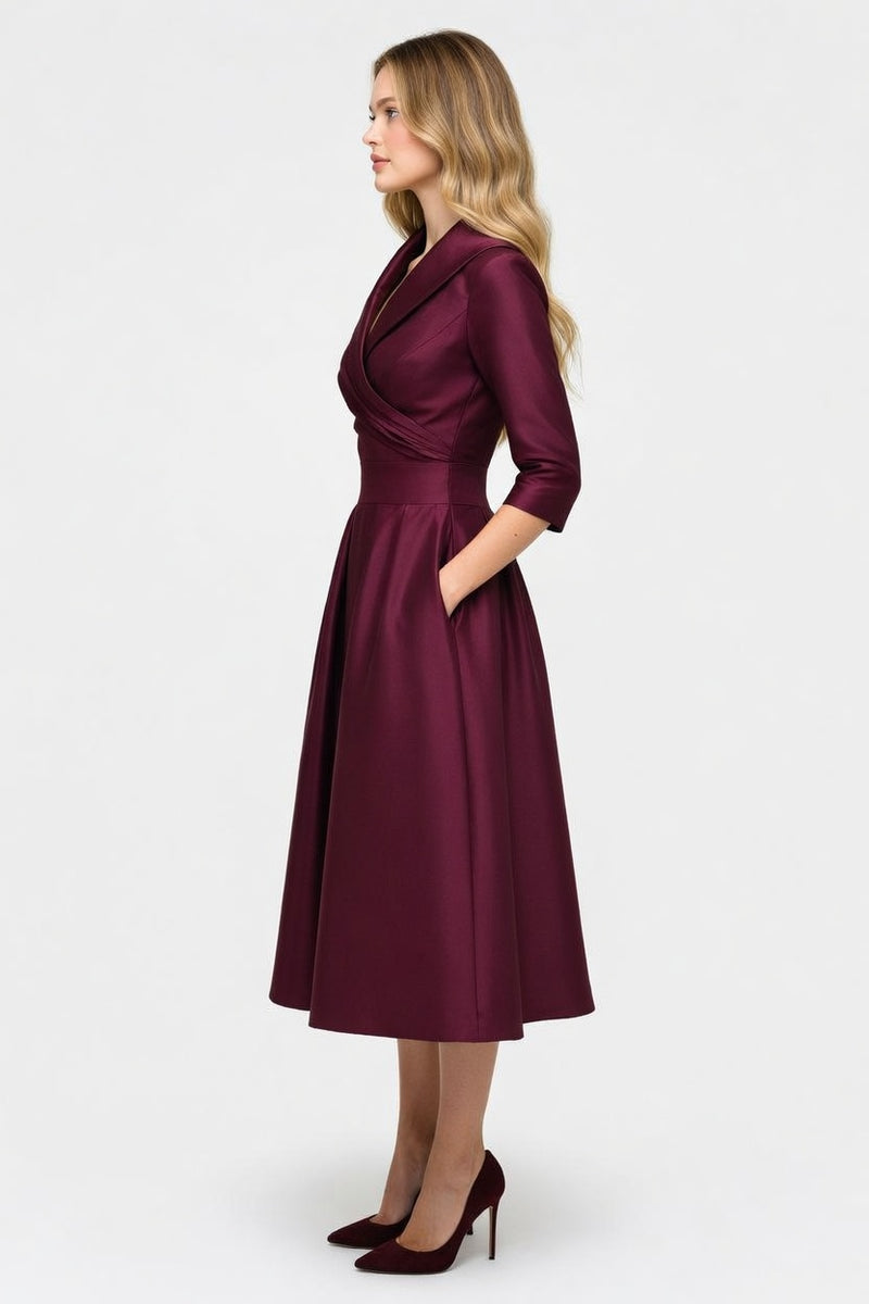 Satin Waist-Tie Midi Dress — side view