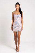 Sequin Halter Mini Dress — Pink