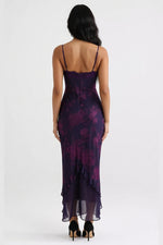 Printed Halter Slip Dress — back view