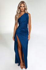 Satin Slip Dress — Blue