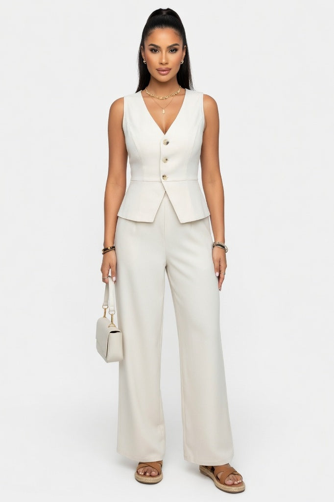 Sleeveless Co-ord Set — White