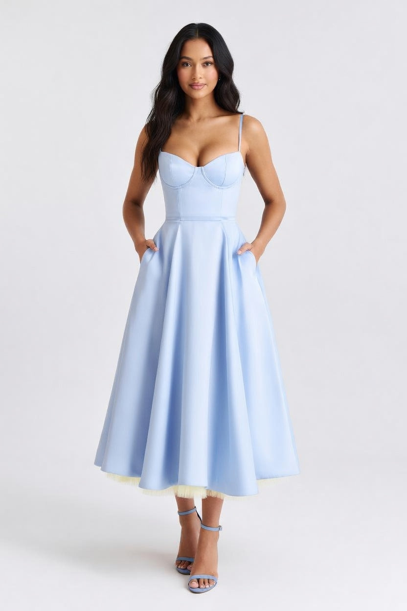 Double Layer Mesh Halter Dress — Pink Print