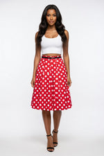 Swan Print Pleated A-Line Skirt — front view