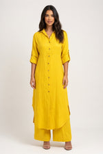 Cotton Linen Shirt & Wide Leg Trouser Co-ord — Yellow