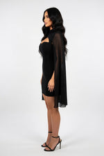 Pearl Chiffon Cape Dress — side view