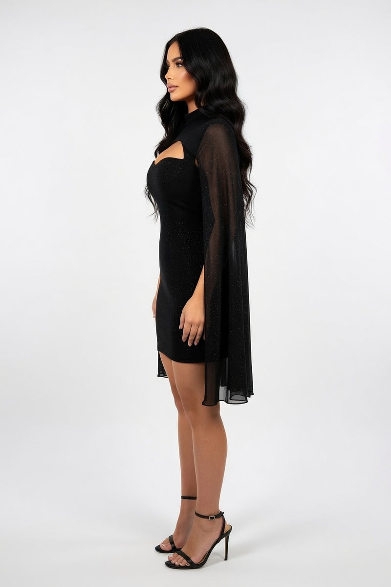 Pearl Chiffon Cape Dress — side view