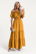 Off-Shoulder Midi Dress — Yellow