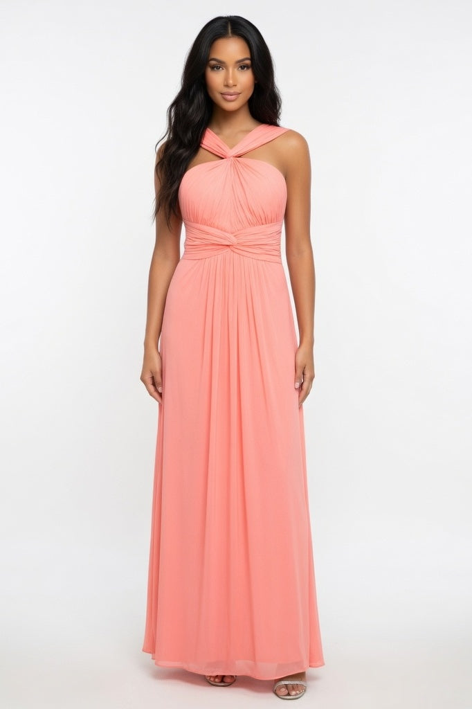 Multi-Strap Bandage Midi Dress — Pink