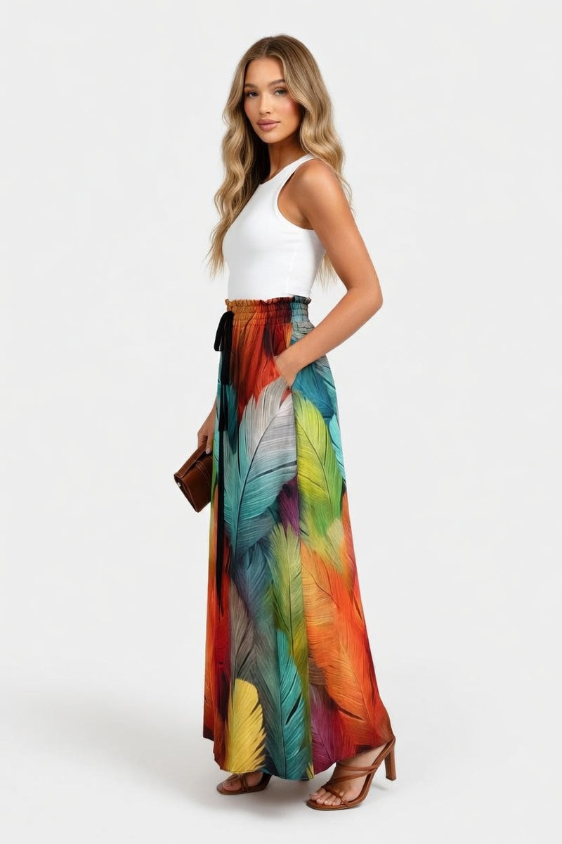 Gradient Print Wide Leg Trousers — side view
