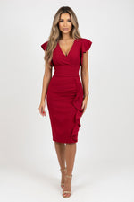 V-Neck Ruffle Dress — front view