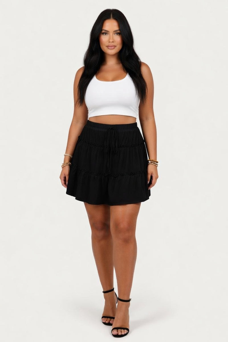 Layered Mini Skirt — front view