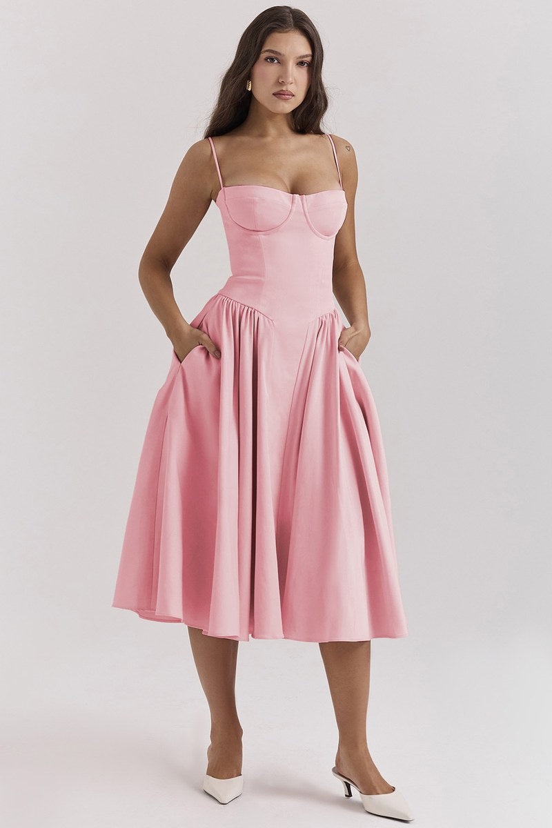 Halter Midi Dress — Pink — colour variant