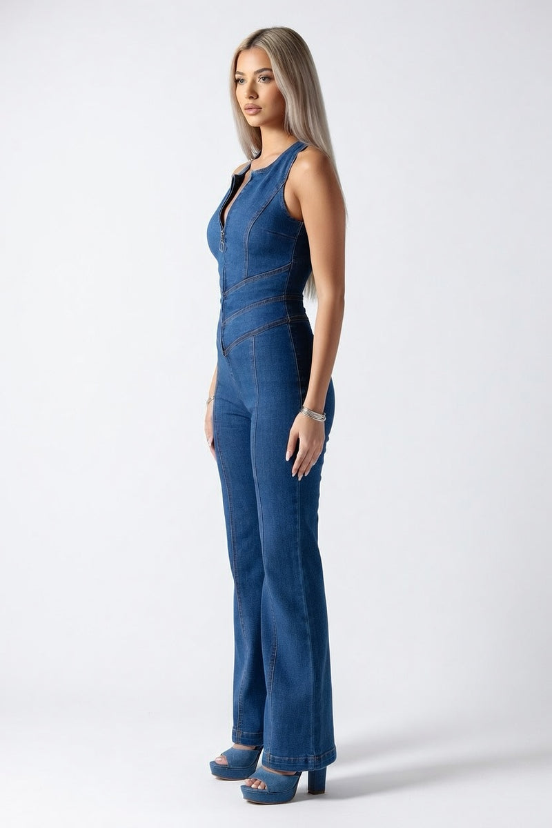 Denim Jumpsuit Sleeveless — side view