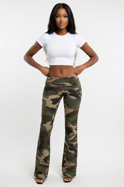 Low-Waist Camo Trousers — front view