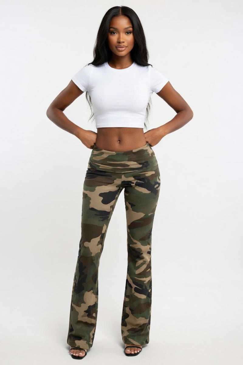 Low-Waist Camo Trousers — front view
