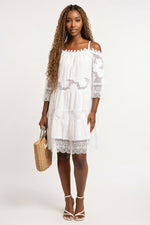 Off-Shoulder Lace Cami Dress — Lavender