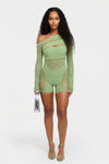 Off Shoulder Mesh Bodycon Jumpsuit