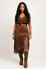 Tassel A-Line Skirt — Dark Brown