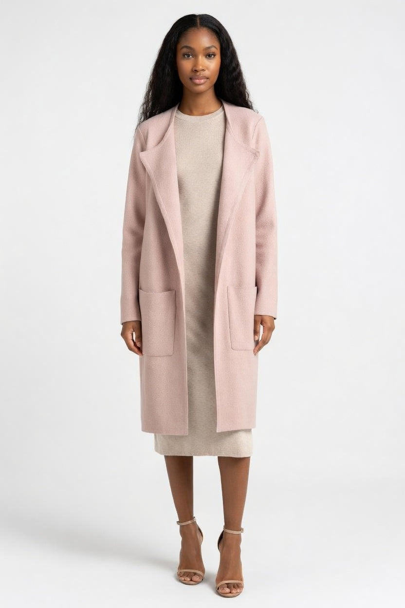 Tailored Wool-Blend Coat — Grey Apricot