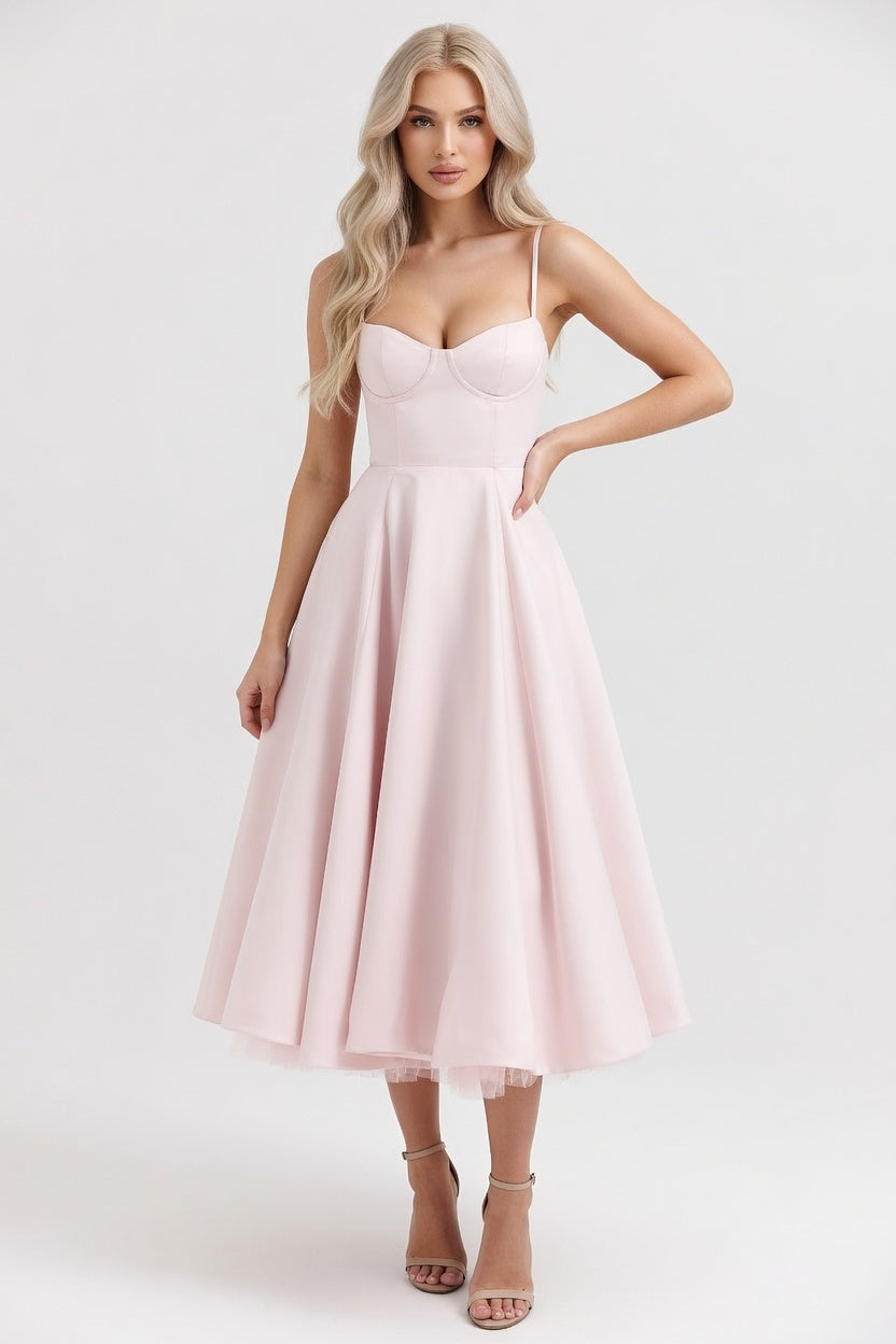 Mesh Double Layer Halter Dress — Pink