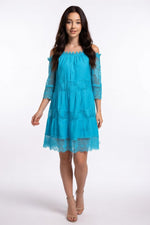 Lace Off-Shoulder Dress — Peacock Blue