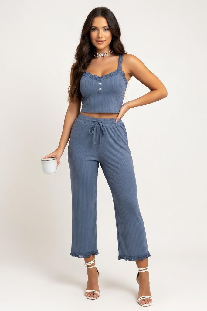 Lace Cami Pyjama Set — Violet