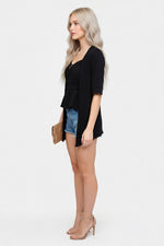 Square Collar Mid-Sleeve Top — side view