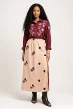 Printed Slit Midi Skirt — Coral